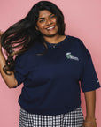 Christina is 5'4" and wears a size XL
