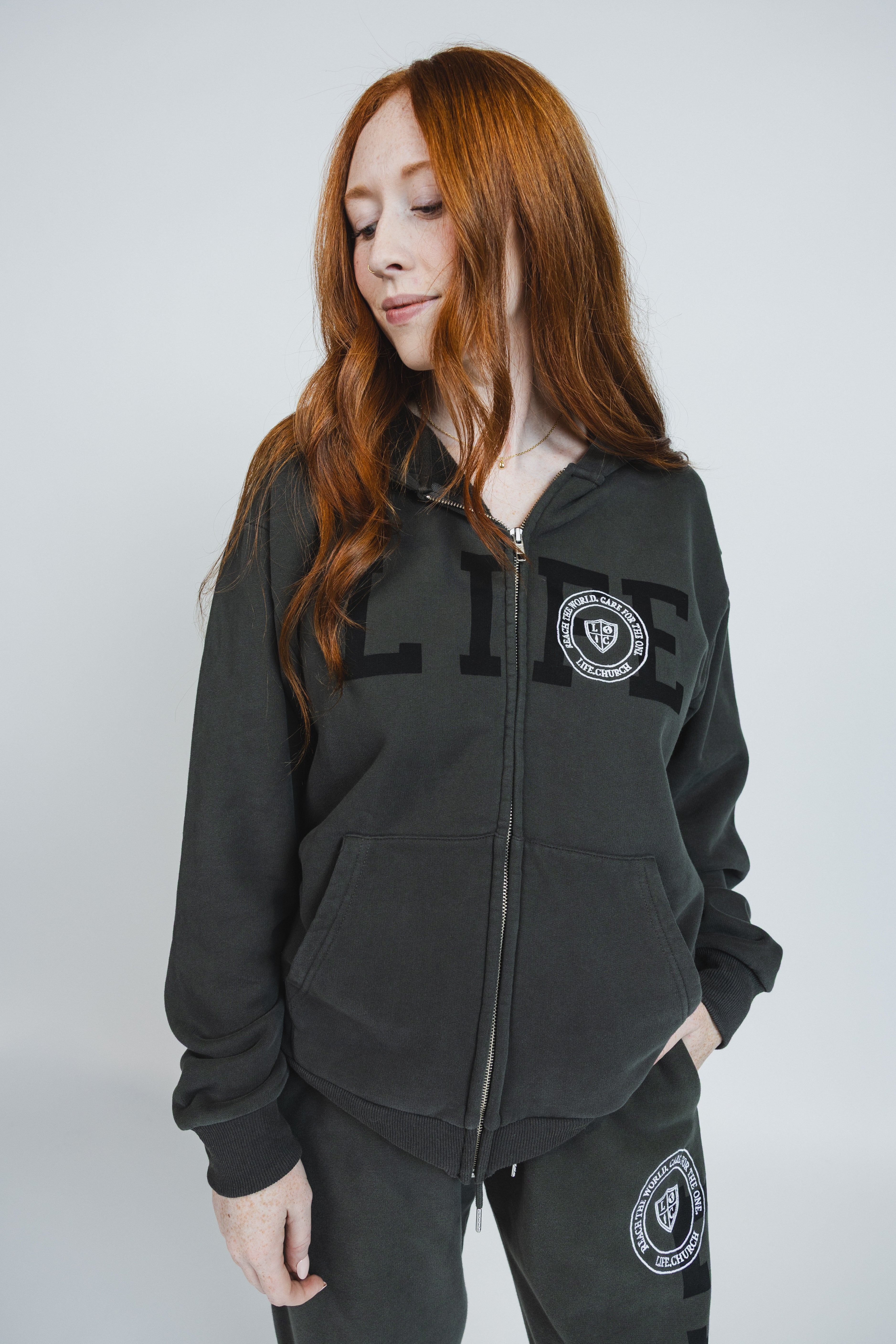 Maylee is wearing a size M