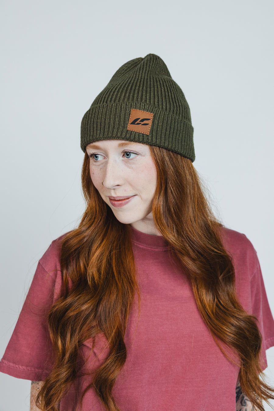 LC Leather Patch Beanie