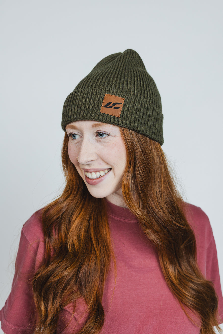 LC Leather Patch Beanie